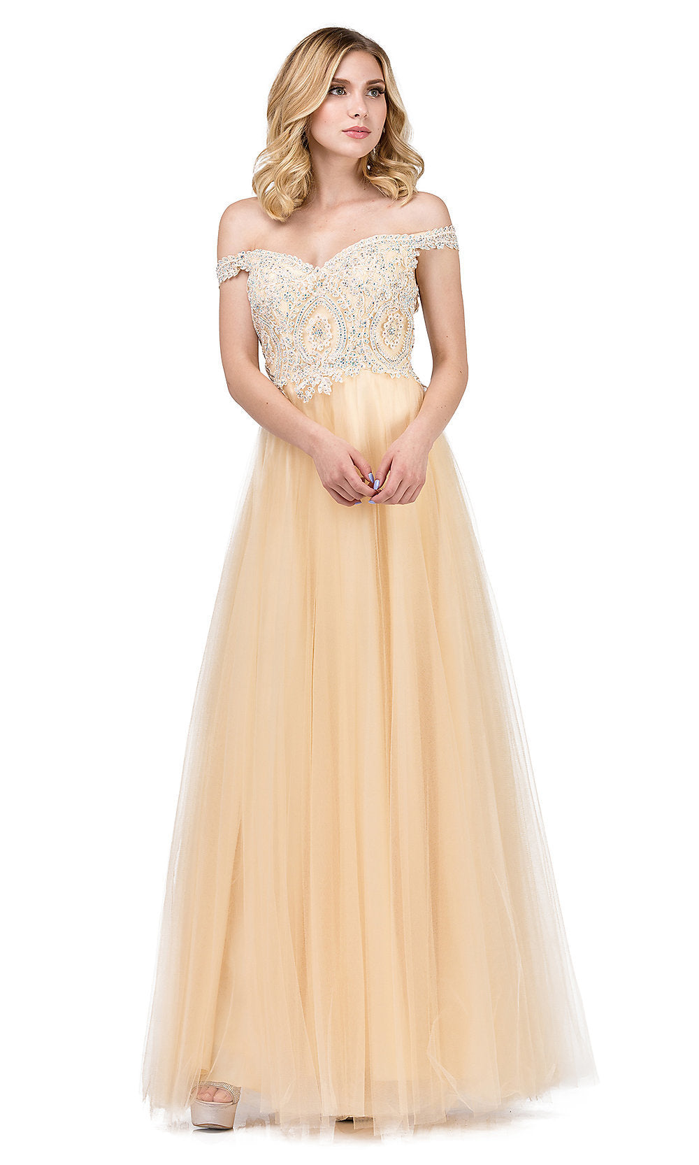 Dancing Queen-Off-Shoulder Sweetheart Formal Dress with Beading